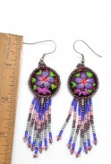 Embroidered Fringe Earrings